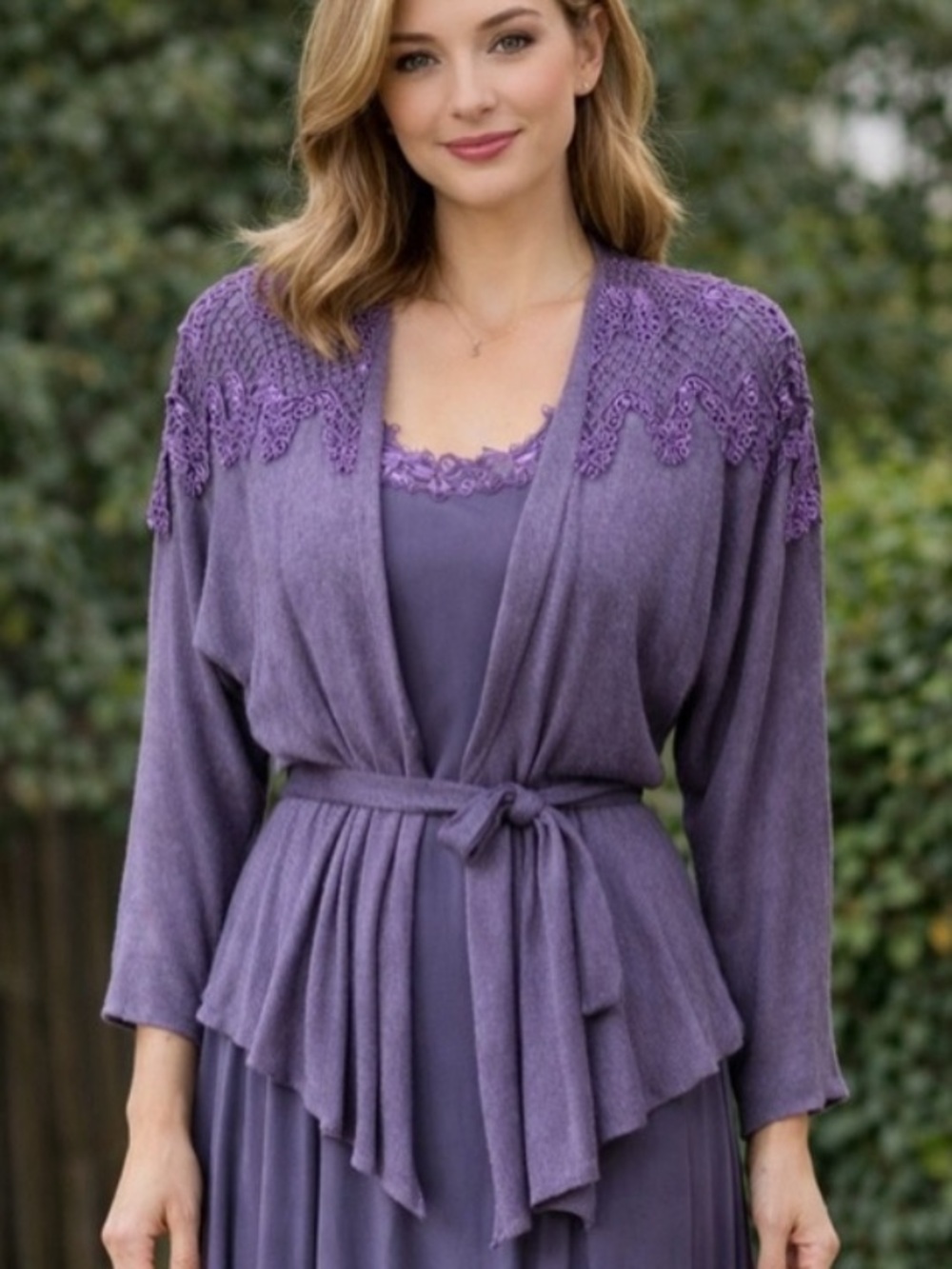 Crochet Dress Purple Peplum Vintage